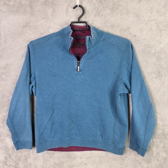 Mens Tommy Bahama Reversible 1/4 Zip Pullover Sweatshirt Maroon & Blue Size XL - Picture 6 of 8